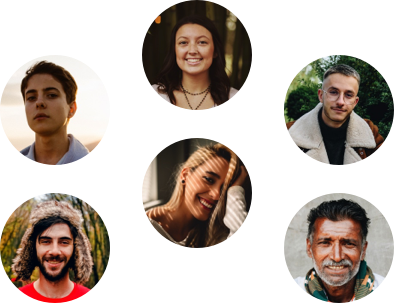 circular tiles of peoples faces