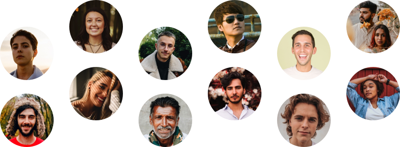 circular tiles of peoples faces